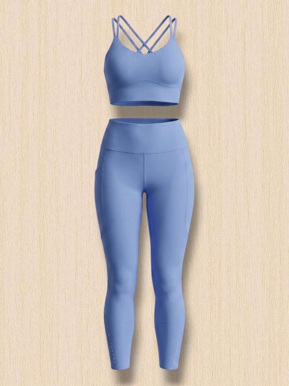 Lululemon Invigorate Set Light Blue Periwinkle Strappy Bra & Pockets Tight 8